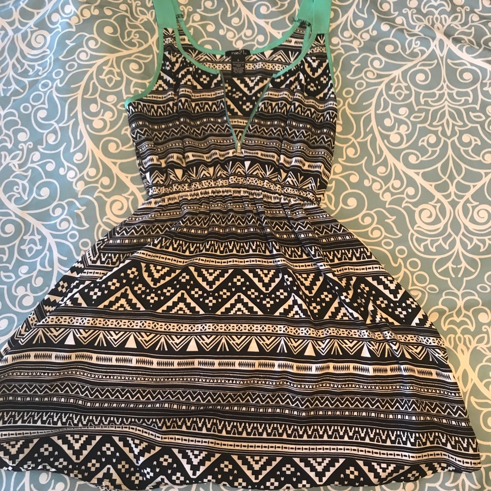 Rue 21 Black and Blue Aztec Dress!